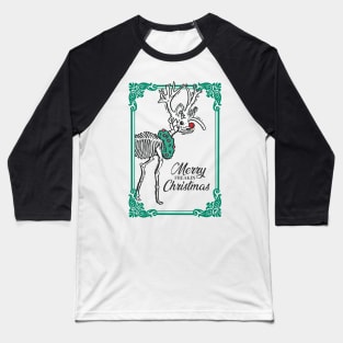 'Merry Freakin Christmas' Skeleton Reindeer Baseball T-Shirt